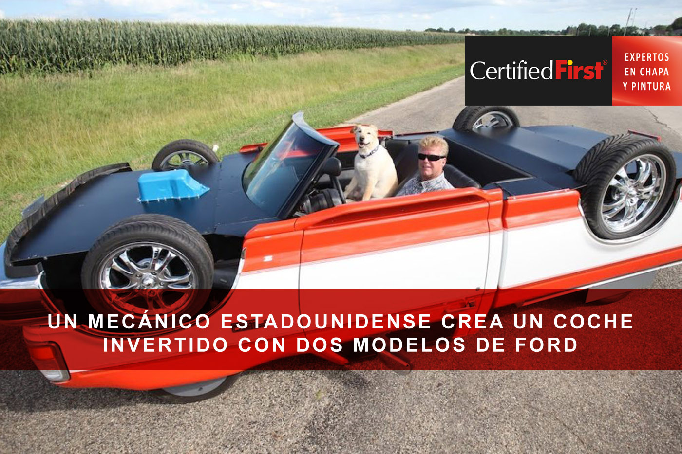 Un mecánico estadounidense crea un coche invertido con dos modelos de Ford